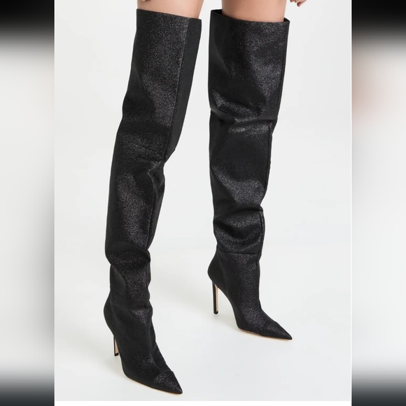 Good American Shoes - Good AmericanSlouchy Over The Knee Boots Black Glitter (NEW WITH BOX)